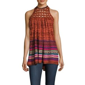 FREE PEOPLE Rare Heart Crochet Knit Tunic Top Women’s Size XS